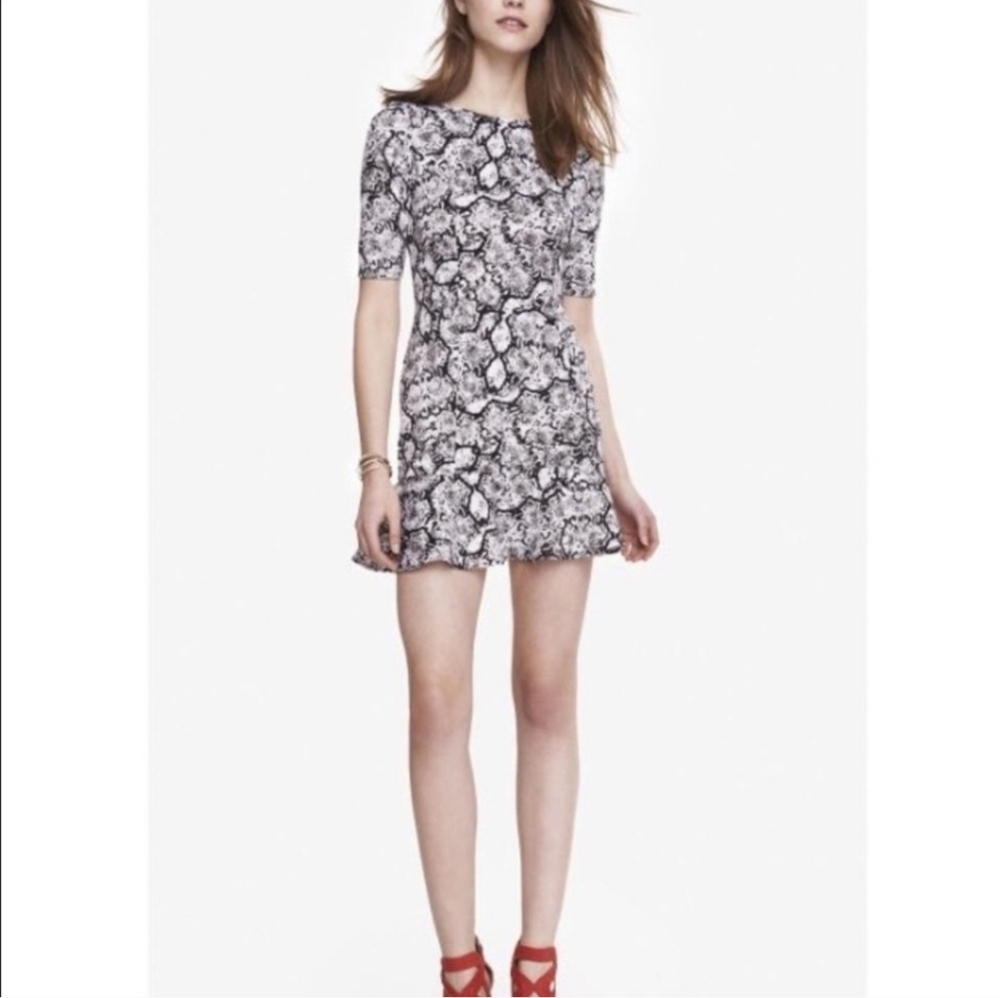 Express Monochrome Textured Mini Dress